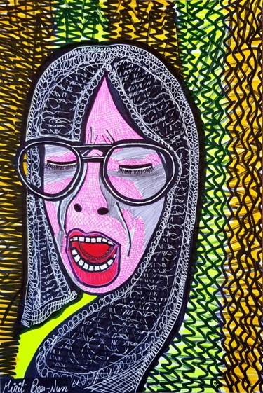 Portrait israeal visual artwork Mirit Ben-Nun modern artist 绘画 标题为“Portrait israeal vi…” 由Mirit Ben-Nun, 原创艺术品, 墨