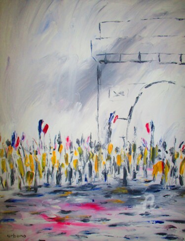 绘画 标题为“Les Gilets jaunes d…” 由Roberto Urbano, 原创艺术品, 油