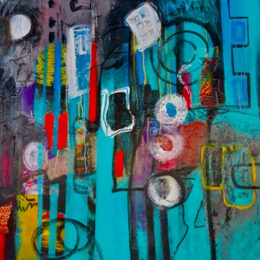 urbanisme signalétique Peinture intitulée "urbanisme signaléti…" par Elisabeth Pierret, Œuvre d'art originale, Acrylique Monté sur Châssis en bois