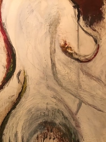 Painting titled "Nu carmin" by Gid Artiste Montmartre, Original Artwork, Oil