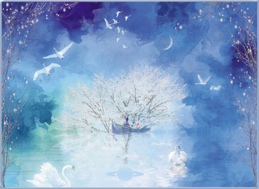 数字艺术 标题为“Le lac des cygnes” 由Harald Dastis, 原创艺术品, 数字油画