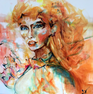 Peinture intitulée "Flamboyante" par Isabelle Verdenne, Œuvre d'art originale, Huile Monté sur Panneau de bois