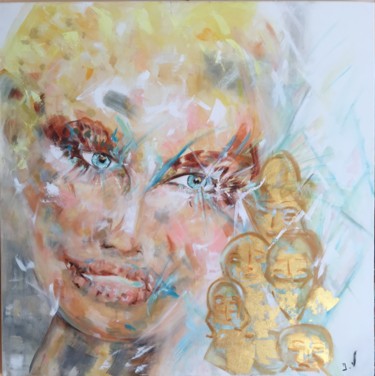 Peinture intitulée "Golden Eyes" par Isabelle Verdenne, Œuvre d'art originale, Huile