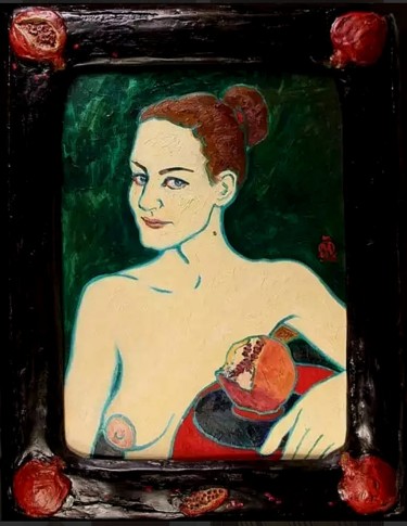绘画 标题为“Девушка с гранатом.” 由Evgeny Kovalchuk, 原创艺术品, 油