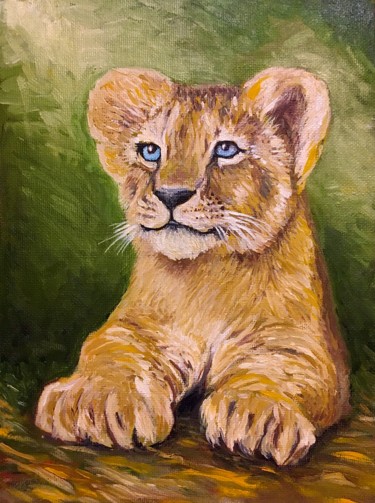 Картина под названием "Little Lion" - Ruslan Baysaev, Подлинное произведение искусства, Масло
