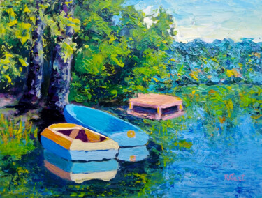 Happy lake Peinture intitulée "Happy lake" par Ksenia Tsyganyuk, Œuvre d'art originale, Acrylique