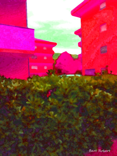 제목이 "Il condominio rosso"인 디지털 아트 Roberto Bartoccini로, 원작, 디지털 페인팅