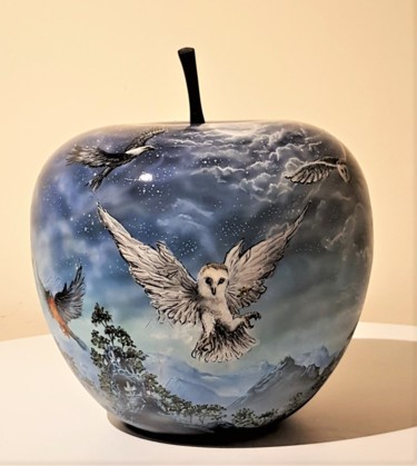 Sculpture titled "World Apple" by Rikkihop, Original Artwork, Ceramics