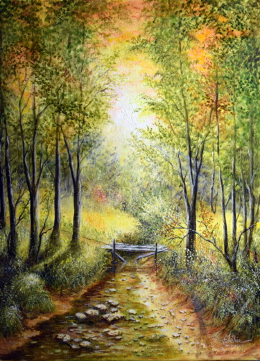 Peinture intitulée "Le vieux pont aband…" par Gérard Jéhin, Œuvre d'art originale, Huile
