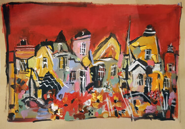 Peinture intitulée "Briques de caractère" par Muriel Cayet, Œuvre d'art originale, Acrylique