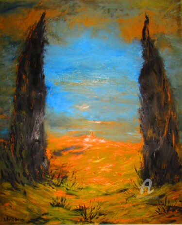 Painting titled "Automne en Provence" by Roberto Urbano, Original Artwork, Oil