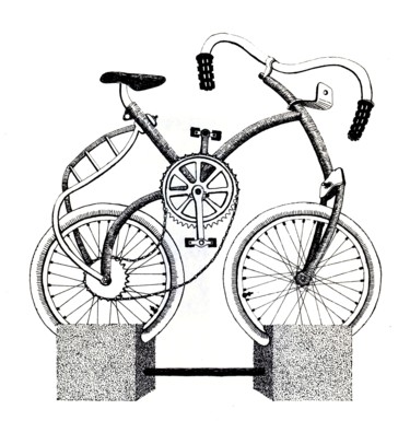 「bicycle monument」というタイトルの描画 Frits Sergeantによって, オリジナルのアートワーク, インク