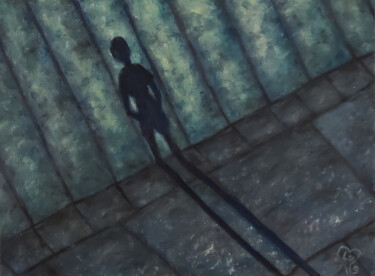 Painting titled "O in Shadows" by Luna Smith, Original Artwork, Oil Mounted on Wood Stretcher frame