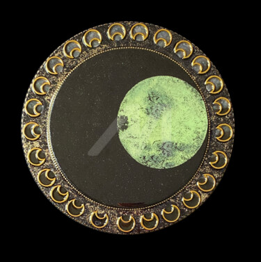 Peinture intitulée "Lune'minescence" par Mona Bessaa, Œuvre d'art originale, Collages