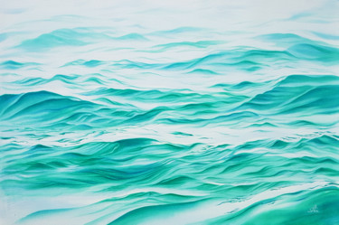 Morning in the color of Tiffany - Original seascape viwe Painting titled "Morning in the colo…" by Svetlana Lileeva, Original Artwork, Watercolor