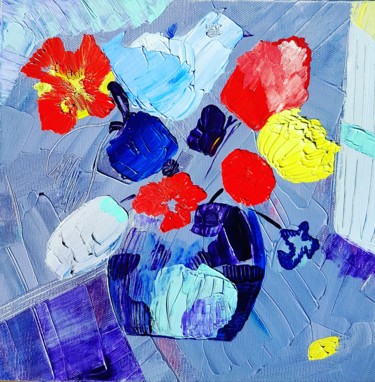 Le bouquet et l'oiseau Peinture intitulée "Le bouquet et l'ois…" par Dral Art, Œuvre d'art originale, Acrylique Monté sur Châssis en bois