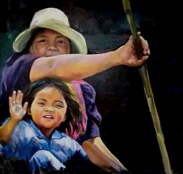 Peinture intitulée "Hello!" par Marieline Gerard, Œuvre d'art originale, Huile