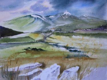 Painting titled "Le Ventoux" by Les Aquarelles D’Uve, Original Artwork, Watercolor