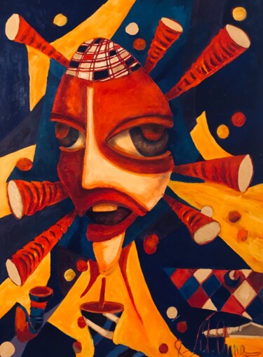 Арлекино и жизнь заиграла новыми красками. 绘画 标题为“Арлекино и жизнь за…” 由Hanna Milevska, 原创艺术品, 油 安装在木质担架架上