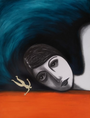 图画 标题为“Série visages et si…” 由Marie-F, 原创艺术品, 木炭