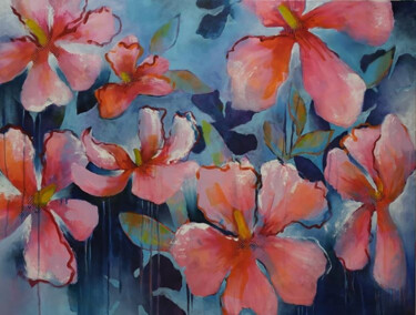 Painting titled "Flower power (Hibis…" by Florence Oulhiou, Original Artwork, Acrylic