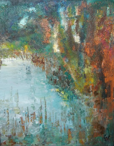 Peinture intitulée "BALADE" par Corinne Foucouin, Œuvre d'art originale, Huile Monté sur Châssis en bois