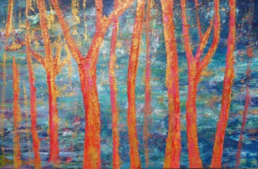 Peinture intitulée "BOIS DORMANT" par Corinne Foucouin, Œuvre d'art originale, Huile Monté sur Châssis en bois