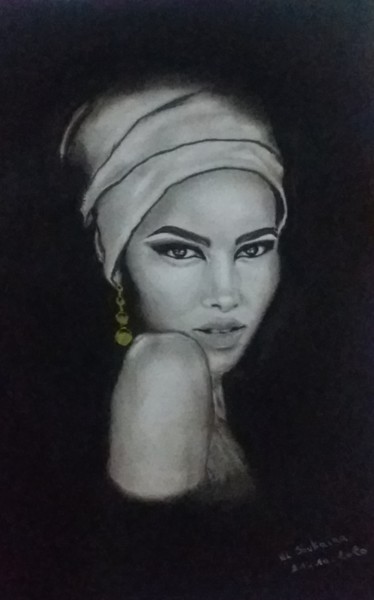 제목이 "Africaine"인 그림 Soukaina El Idrissi로, 원작, 연필