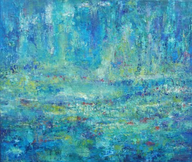 UN JARDIN SUSPENDU Peinture intitulée "UN JARDIN SUSPENDU" par Corinne Foucouin, Œuvre d'art originale, Huile Monté sur Châssis en bois