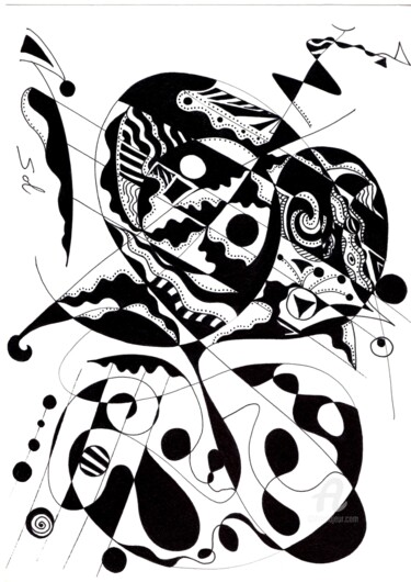 Dessin intitulée "Elephanto cantabile" par Solveig Marty "Sol", Œuvre d'art originale, Encre