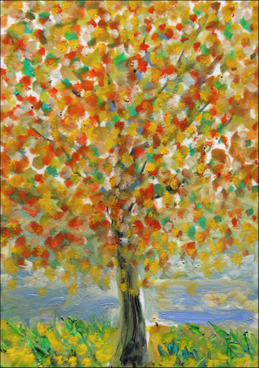 Peinture intitulée "Lone tree1" par Jean Mirre, Œuvre d'art originale, Huile