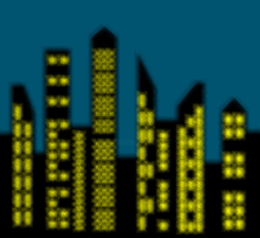 Digital Arts titled "City Night Haze #2" by Paul J. Collins, Original Artwork, 2D Digital Work