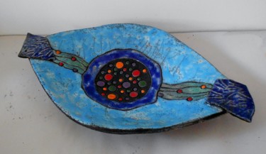 Design titled "coupe ovale bleue2" by Armelle Colombier, Original Artwork, Table art
