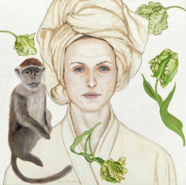 제목이 "Me & Monkey"인 미술작품 Natalie Levkovska로, 원작, 기름