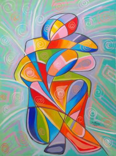 Fondness Schilderij getiteld "Fondness" door Olaoluwa Smith, Origineel Kunstwerk, Acryl