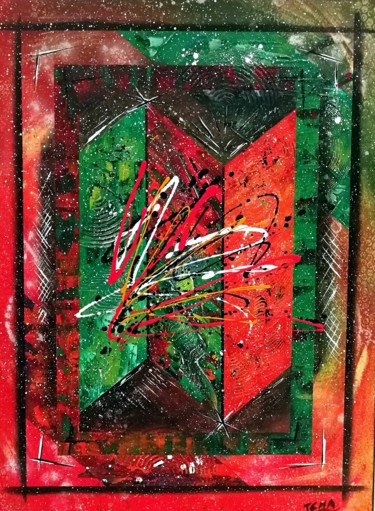 Malerei mit dem Titel "Triptyque" von Philippe Campo, Original-Kunstwerk, Acryl Auf Keilrahmen aus Holz montiert