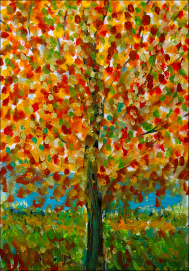 Painting titled "Tree and sea" by Jean Mirre, Original Artwork, Oil