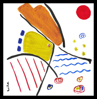绘画 标题为“Soleil rouge” 由Leila Assmann, 原创艺术品, 水彩