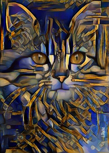 Samsara, cat - Mix media on panel - 70x50 cm