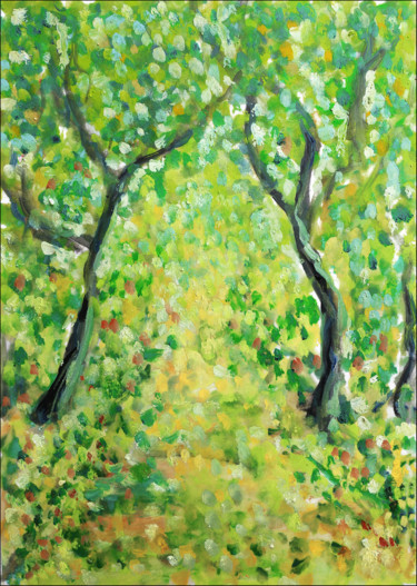 Painting titled "Milk Wood" by Jean Mirre, Original Artwork, Oil