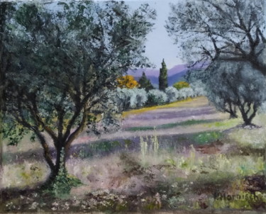 Peinture intitulée "Oliveraie" par Pascale Harnisch, Œuvre d'art originale, Huile