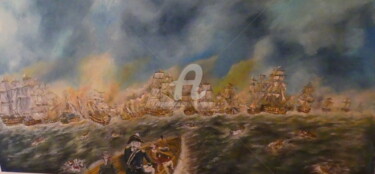 绘画 标题为“La bataille de Traf…” 由Thierry Singer De Polignac - Spencer (Prince Singer de Polignac-Spencer), 原创艺术品, 油