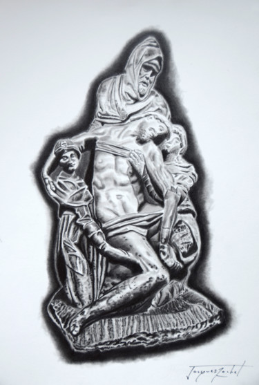 Dessin intitulée "Pieta, sculpture (d…" par Jacques Rochet, Œuvre d'art originale, Graphite