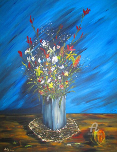 Ζωγραφική με τίτλο "Bouquet de fleurs d…" από Roberto Urbano, Αυθεντικά έργα τέχνης, Λάδι