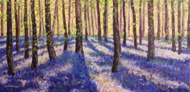 绘画 标题为“Hazy Bluebells” 由Zoe Norman, 原创艺术品, 油 安装在木质担架架上