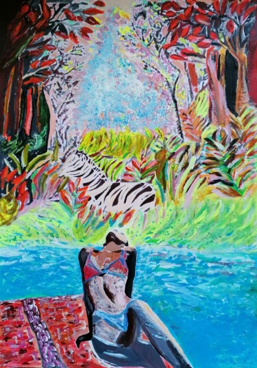 Fauna as a woman's dream 绘画 标题为“Fauna as a woman's…” 由Sanja Jancic, 原创艺术品, 丙烯