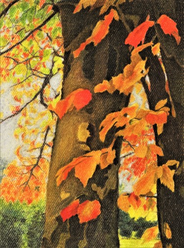AUTUMN FAIRY III Dessin intitulée "AUTUMN FAIRY III" par Nives Palmić, Œuvre d'art originale, Pastel