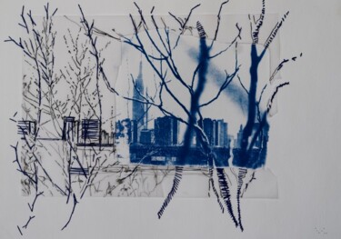 Printmaking titled "cyanotype II" by Christine Vannier, Original Artwork, Monotype