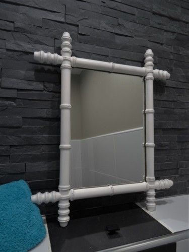 Miroir bambou, années 30, Décoration rétro shabby Design intitulée "Miroir bambou, anné…" par Lin-Et-Patine, Œuvre d'art originale, Accessoires