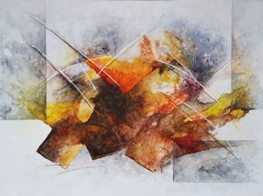 Painting titled "soleil" by Mariame Larour, Original Artwork, Acrylic
